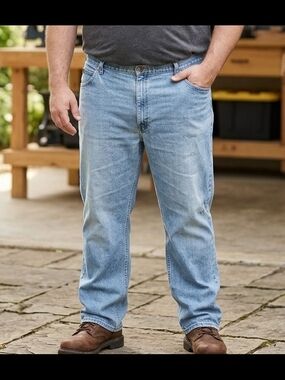 Wrangler Men's Relaxed Fit Jeans Light Wash Big & Tall Size 48x30 W/ Repairs VGC